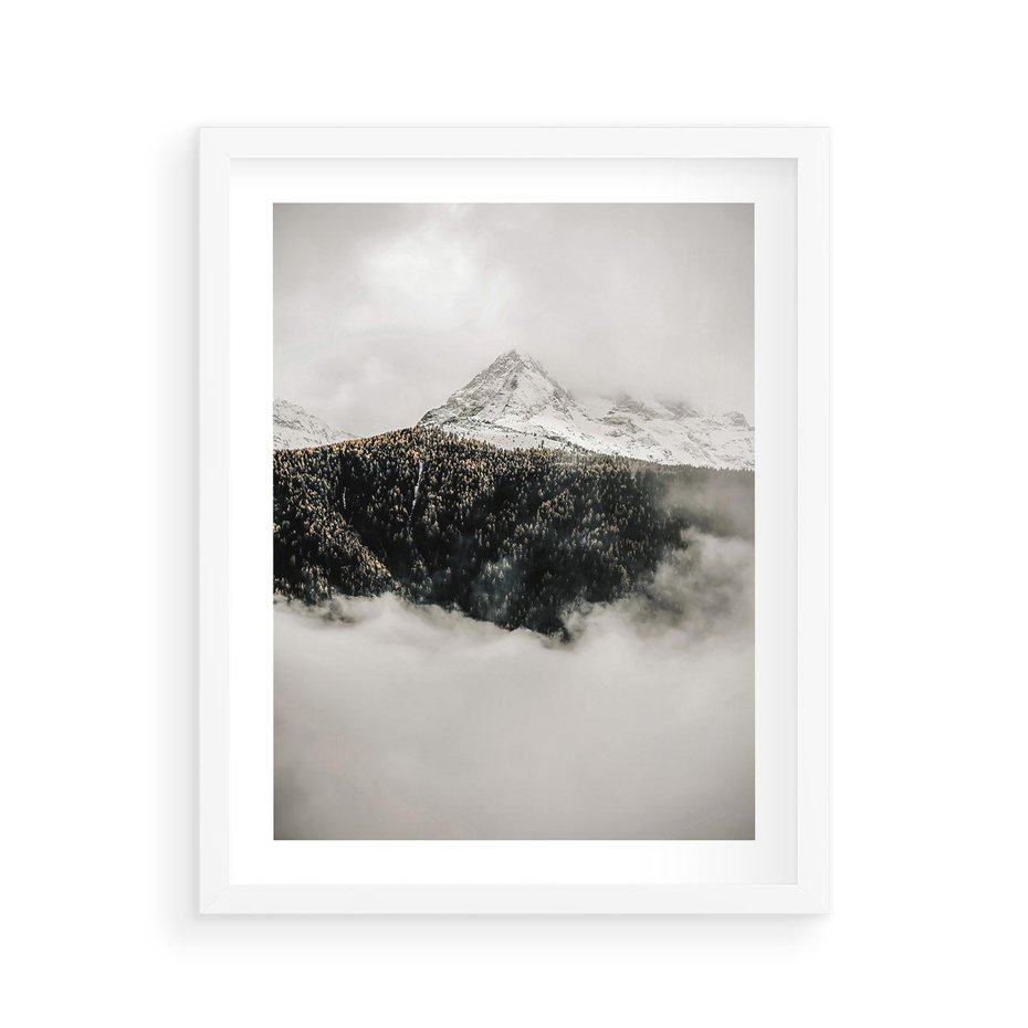 Plakat w ramie 40x50 - Zimowa Wielkość - górski krajobraz, zima w górach - rama biała