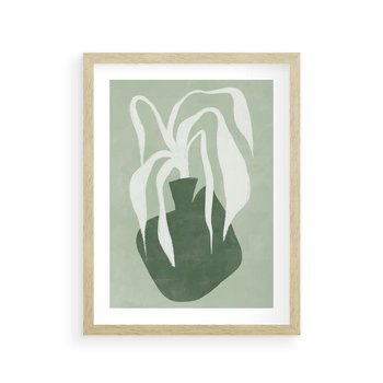 Plakat w ramie 30x40 - Zieleń Pulsującego Spokoju - zielona abstrakcja, zgaszona zieleń - rama drewno