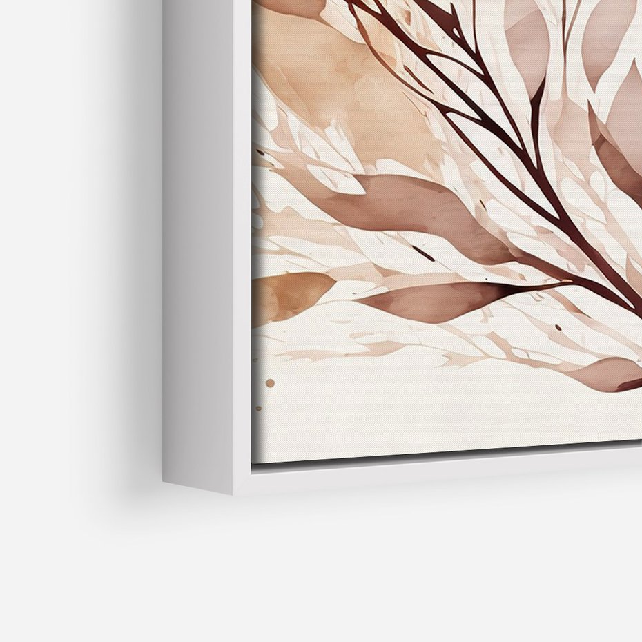 Obraz w ramie 80x120 - Nostalgiczne tańce pędzla - akwarelowe kwiaty, gałęzie - rama biała