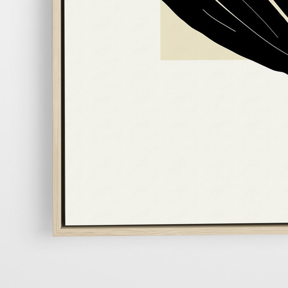 Obraz w ramie 80x120 - Harmonia liści - minimalistyczny obraz, szkic - rama drewno