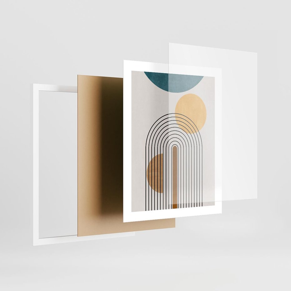 Plakat w ramie 40x50 - Wewnętrzne Labirynty Form - styl mid century, nowoczesna sztuka - rama biała