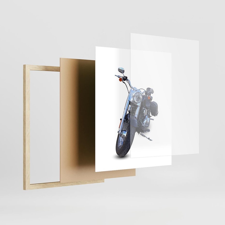 Plakat w ramie 40x50 - Motocykl w ruchu - motor, bike - rama drewno
