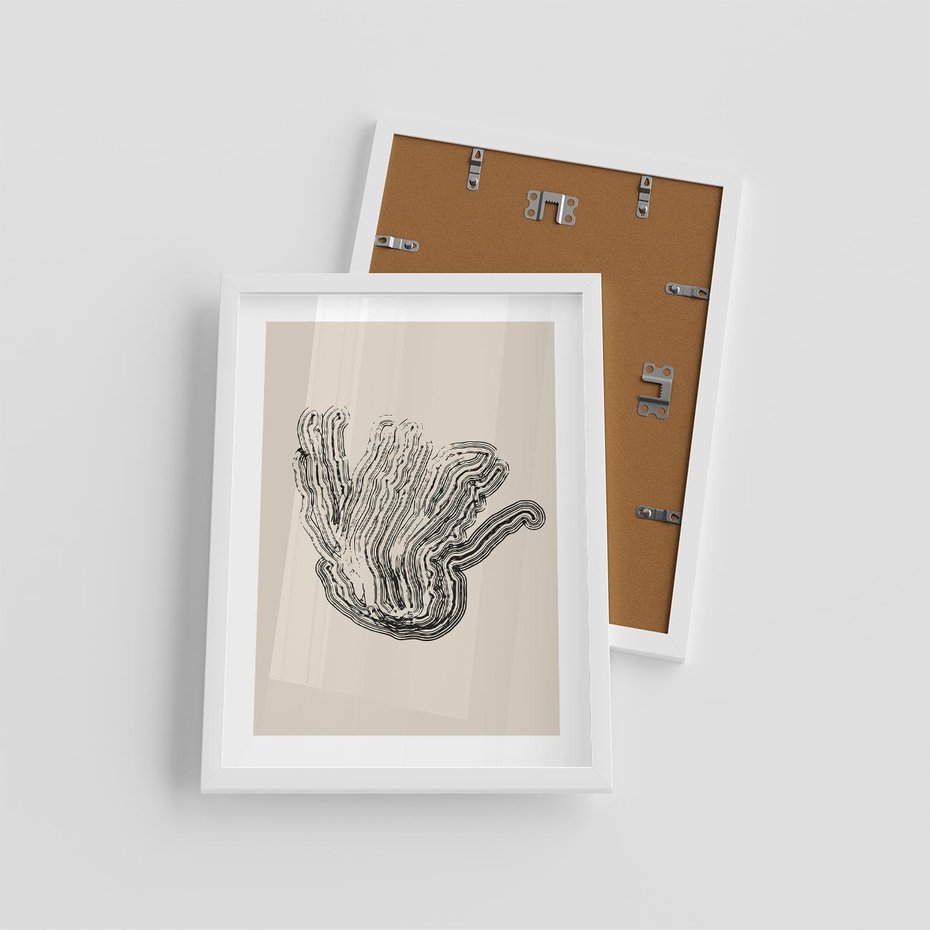 Plakat w ramie 30x40 - Abstrakcyjne Odbicie - abstrakcyjne odbicie, biało czarny - rama biała