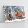 Obraz na płótnie 120x80 - Mroźne Spotkanie w Leśnej Krainie - dwa jelenie, zima