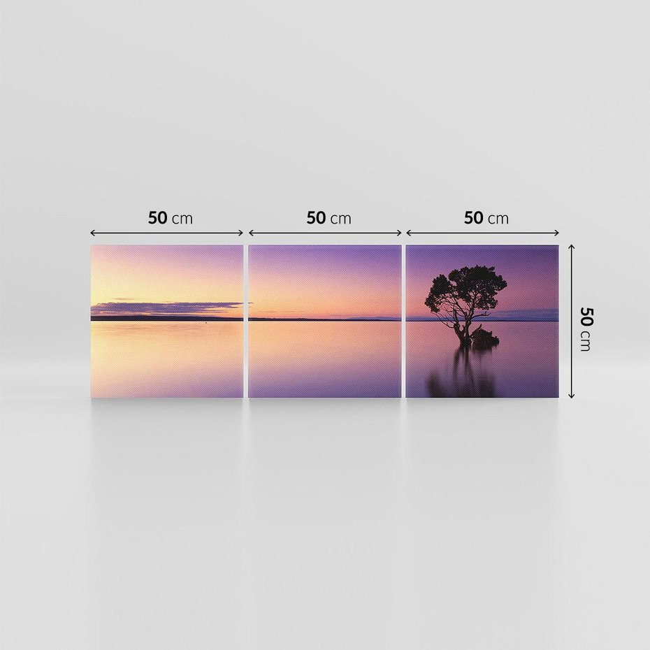 Obraz na płótnie 150x50 - Jezioro wśród drzew o zachodzie - jezioro, drzewo