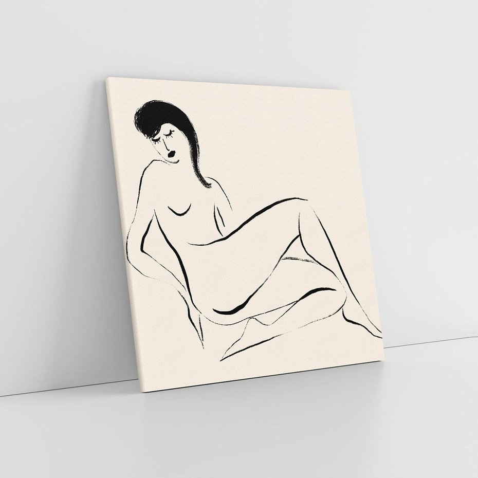 Obraz na płótnie 50x50 - Piękno w Minimalizmie - abstrakcyjny rysunek, minimalistyczna kreska
