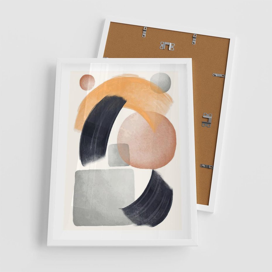 Plakat w ramie 50x70 - Graficzna Kreatywność - abstrakcyjna grafika, plamy - rama biała