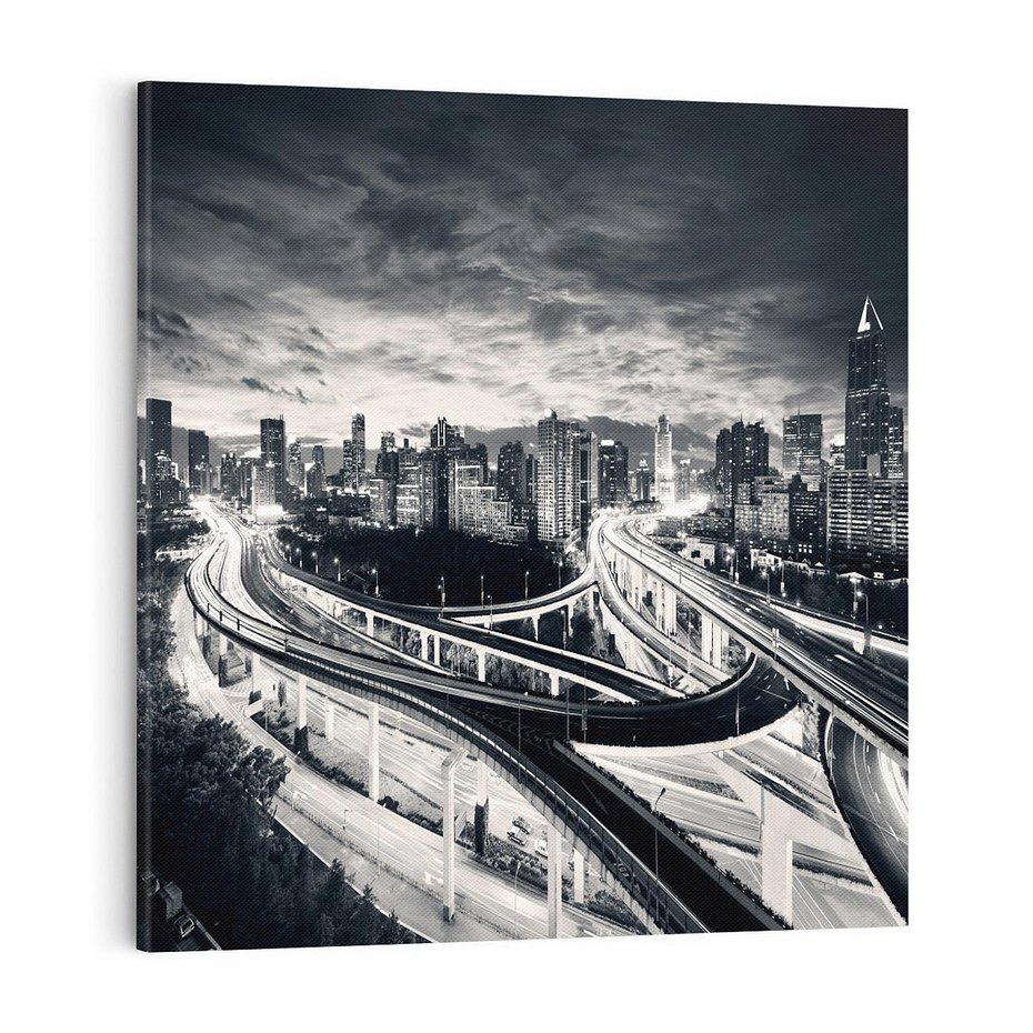 Obraz na płótnie 70x70 - Miejska Symfonia - miasto, nocą