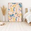 Obraz w ramie 80x120 - Symfonia Radosnych Barw - abstrakcyjne pastelowe formy, nowoczesna grafika w stylu boho - rama drewno