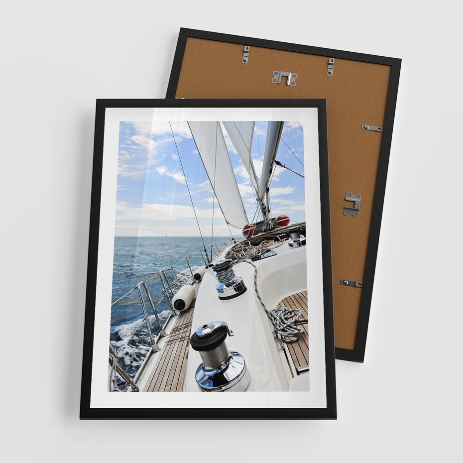Plakat w ramie 50x70 - Moc żaglowca na pełnym morzu - żaglowiec, jacht - rama czarna