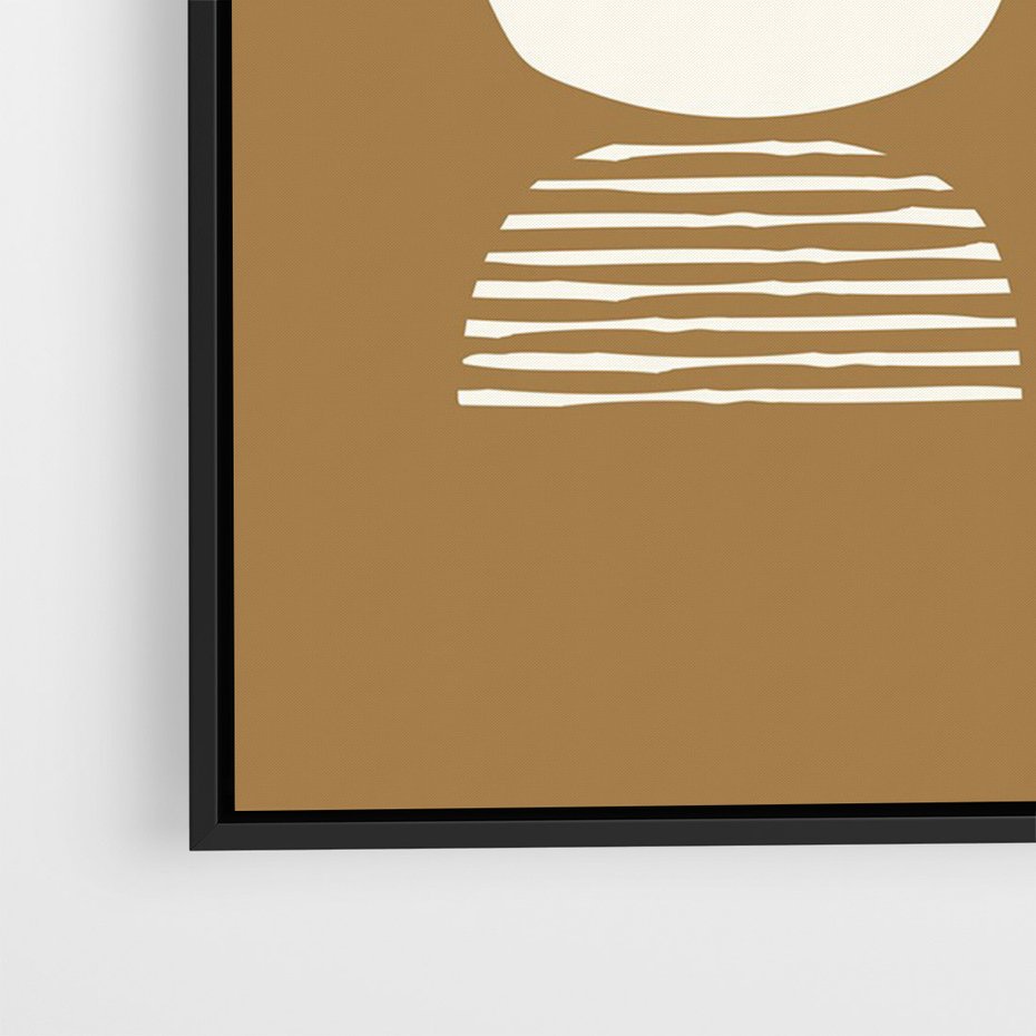 Obraz w ramie 50x70 - Wewnętrzne Spektrum - geometryczne boho kształty na brązowym, karmelowym tle - rama czarna