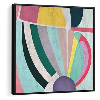 Obraz w ramie 50x50 - Podróżne Echa Przestrzeni - abstrakcyjne dziwne kształty, olejny obraz - rama czarna