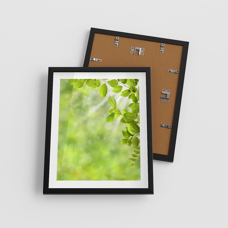 Plakat w ramie 40x50 - Zielone liście natury - liści, zieleń - rama czarna