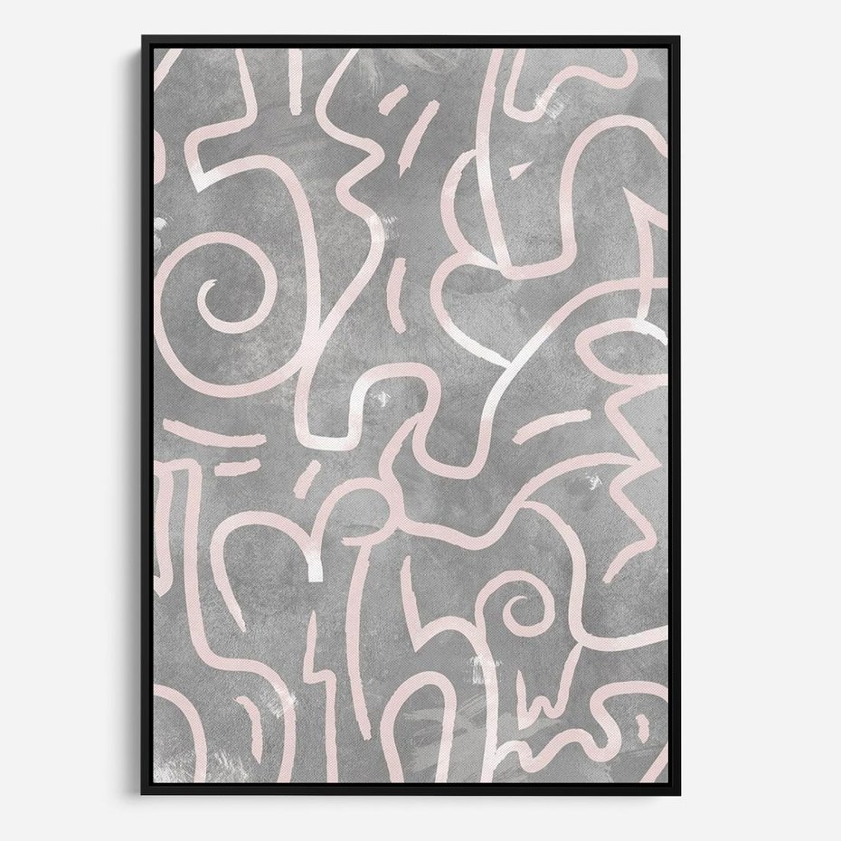 Obraz w ramie 70x100 - Sploty odblasków i zawirowań - abstrakcyjne rysunki, wzorek - rama czarna