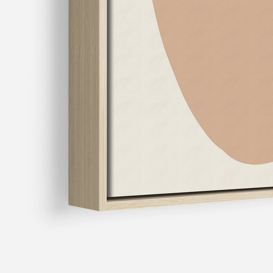 Obraz w ramie 50x70 - Beżowa Synergia - beżowa abstrakcyjna kompozycja, czarny akcent - rama drewno