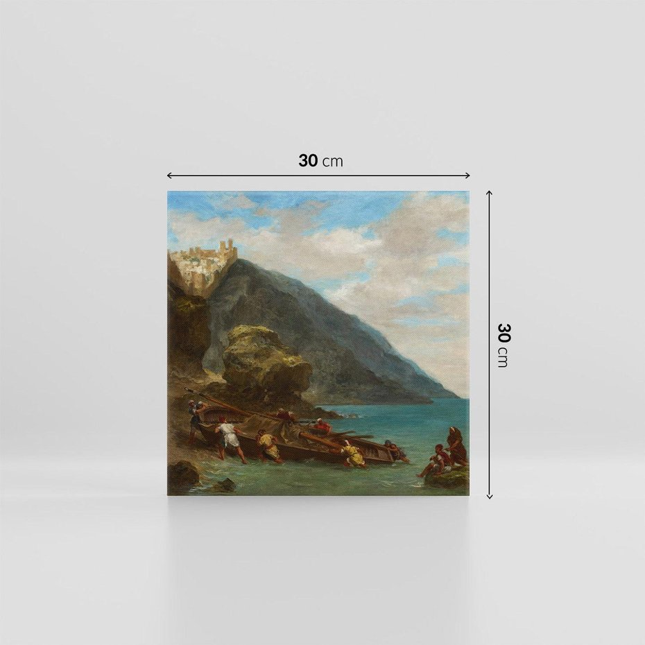 Obraz na płótnie 30x30 - "View of Tangier from the Seashore" Eugène Delacroix - Reprodukcja - reprodukcja, obraz na płótnie
