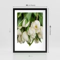 Plakat w ramie 30x40 - Białe tulipany w pełnym rozkwicie - białe, tulipany - rama czarna