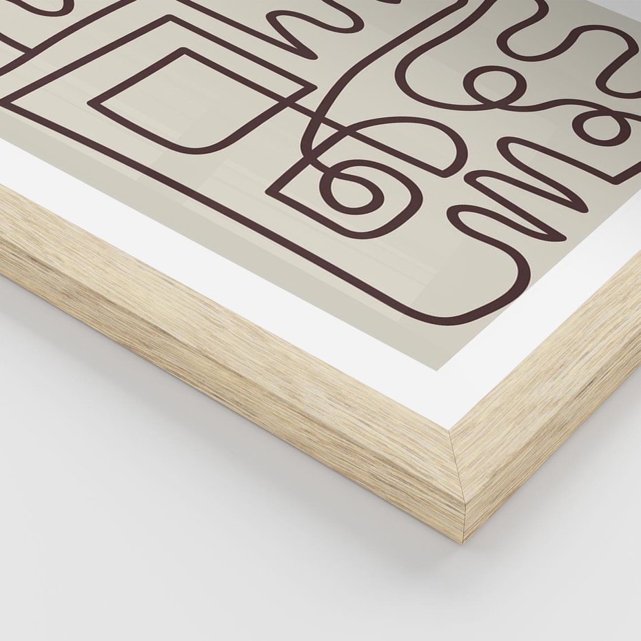 Plakat w ramie 40x50 - Etniczna Abstrakcja - nowoczesna boho grafika, abstrakcja - rama drewno