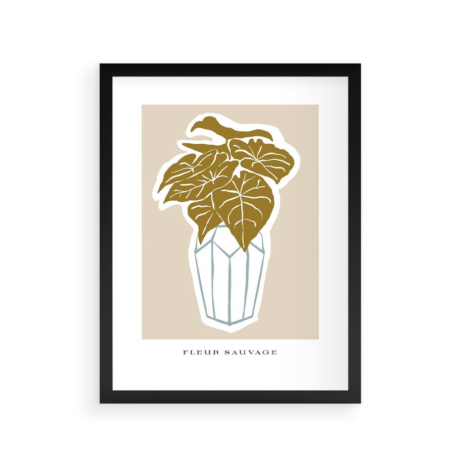 Plakat w ramie 30x40 - Rytmy Nowych Wizji - abstrakcyjne liście, tropikalne w wazonie - rama czarna