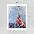 Plakat bez ramy 40x50 - Paryska Wieża - olejny abstrakcyjny obraz, wieża eiffla