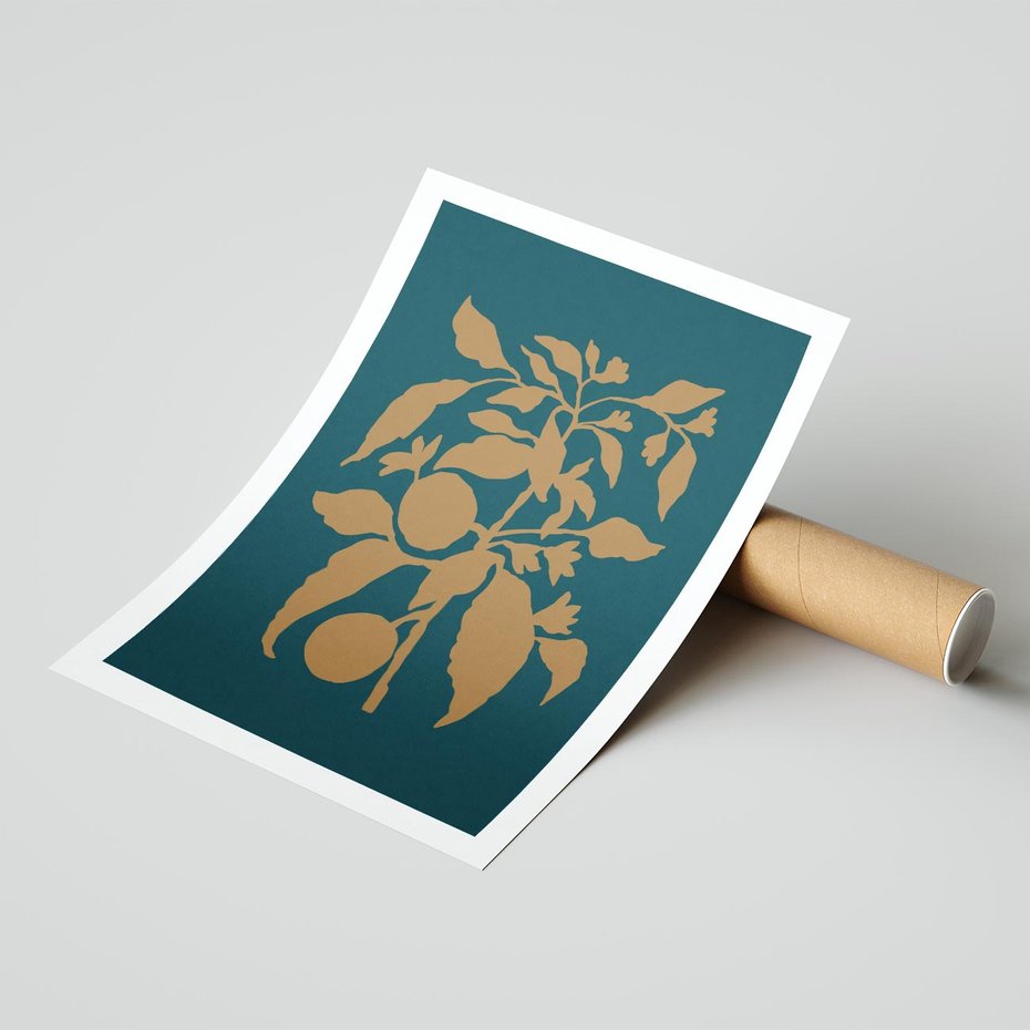 Plakat bez ramy 40x50 - Boho Ekspresja Emocji - abstrakcyjna boho grafika, ciemne zielone tłó