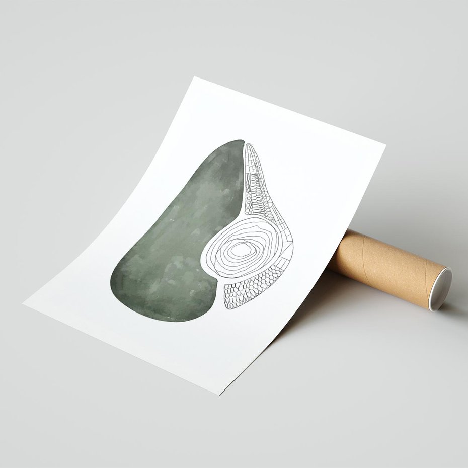 Plakat bez ramy 40x50 - Owocowe Boho Inspiracje - minimalistyczny plakat, gruszka