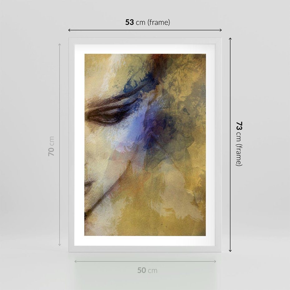 Plakat w ramie 50x70 - Graficzna ekspresja kobiecego portretu - portret, grafika - rama biała