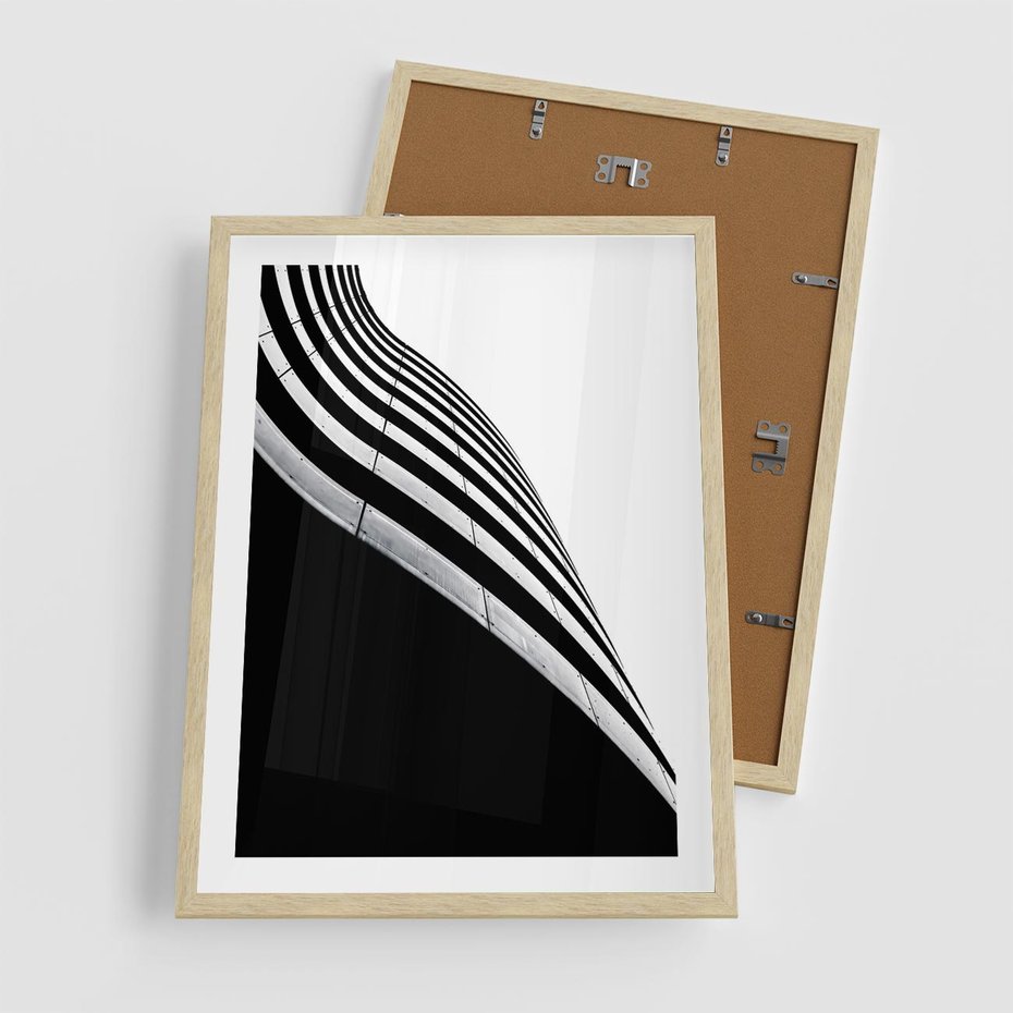 Plakat w ramie 50x70 - Architektoniczna Fala - architektura, falowany budynek - rama drewno