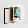 Plakat w ramie 30x40 - Palmy tańczące na tropikalnej plaży - palmy, plaża - rama czarna