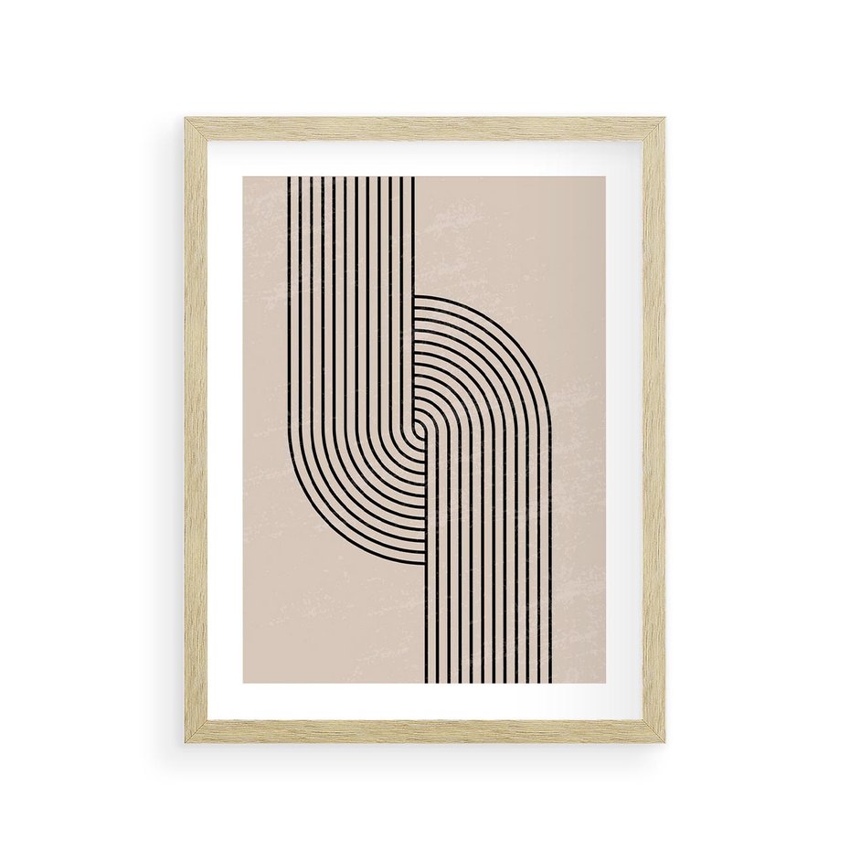 Plakat w ramie 30x40 - Puls Abstrakcji - abstrakcyjne linie, geometria - rama drewno