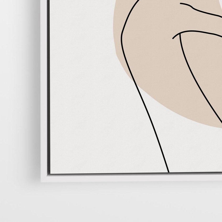 Obraz w ramie 80x80 - Przenikające Kształty - szkic jedną linią, one line - rama biała