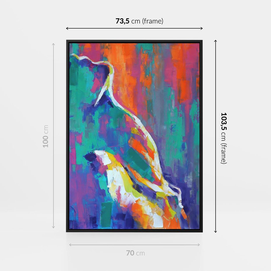 Obraz w ramie 70x100 - Olejne Wibrujące Emocje - abstrakcyjny obraz, różne kolorowe maźnięcia pędzla - rama czarna