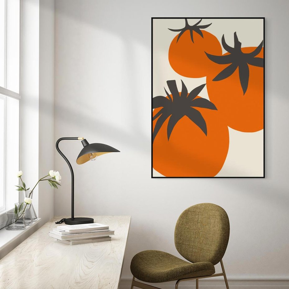 Obraz w ramie 70x100 - Jadalne Kształty - nowoczesny plakat do kuchni, pomidory - rama czarna