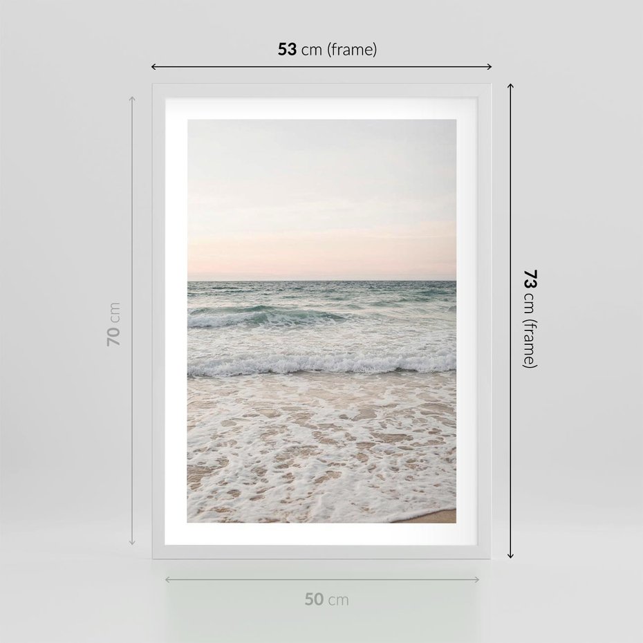 Plakat w ramie 50x70 - Krajobraz Morza i Fal - morze, fale - rama biała