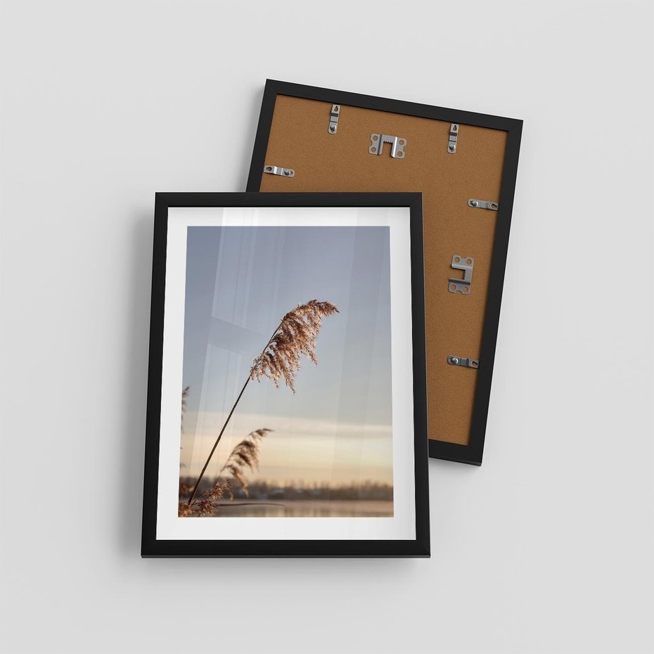 Plakat w ramie 30x40 - Naturalna Delikatność - trawy, boho - rama czarna