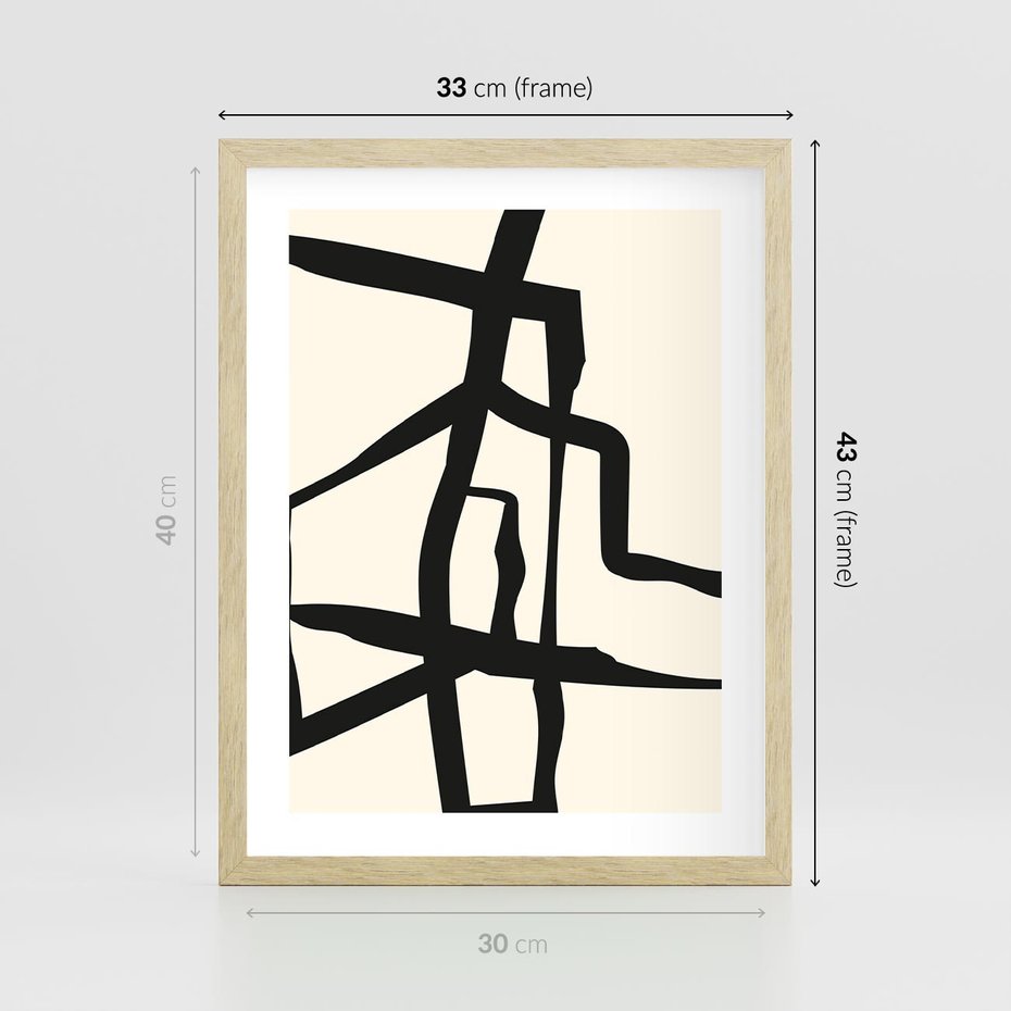 Plakat w ramie 30x40 - Impresje Wymiaru - linie, abstrakcja - rama drewno