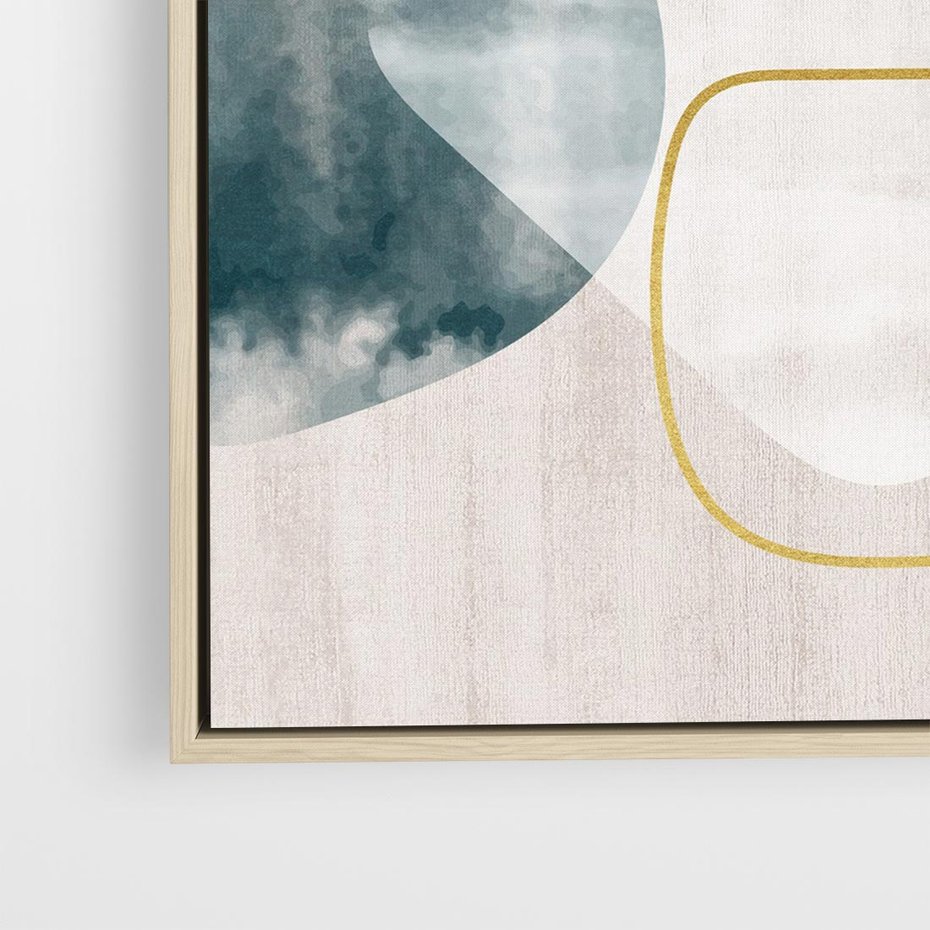 Obraz w ramie 80x80 - Minimalistyczne Plamy Farby - pastelowe geometryczne plamy, akwarela - rama drewno