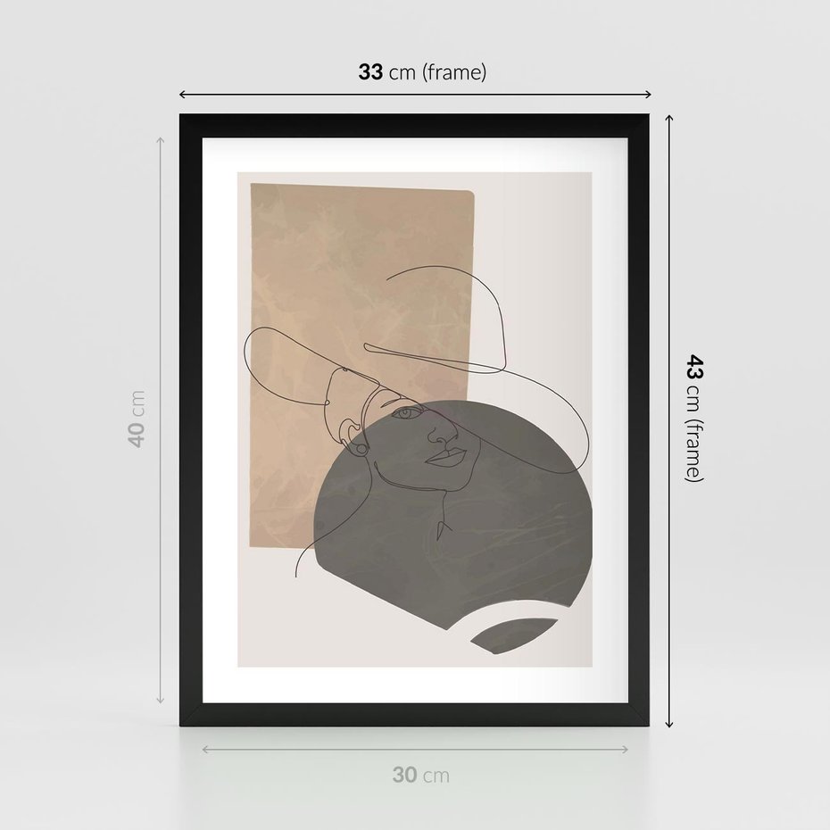 Plakat w ramie 30x40 - Geometryczna Elegancja: One Line - geometria, nowoczesna sztuka - rama czarna