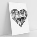 Obraz na płótnie 70x100 - Drzewo Serca - czarne serce, tekstura jak kora drzewa