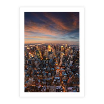 Plakat bez ramy 21x30 - Miasto wieżowców w perspektywie - miasto, wieżowce