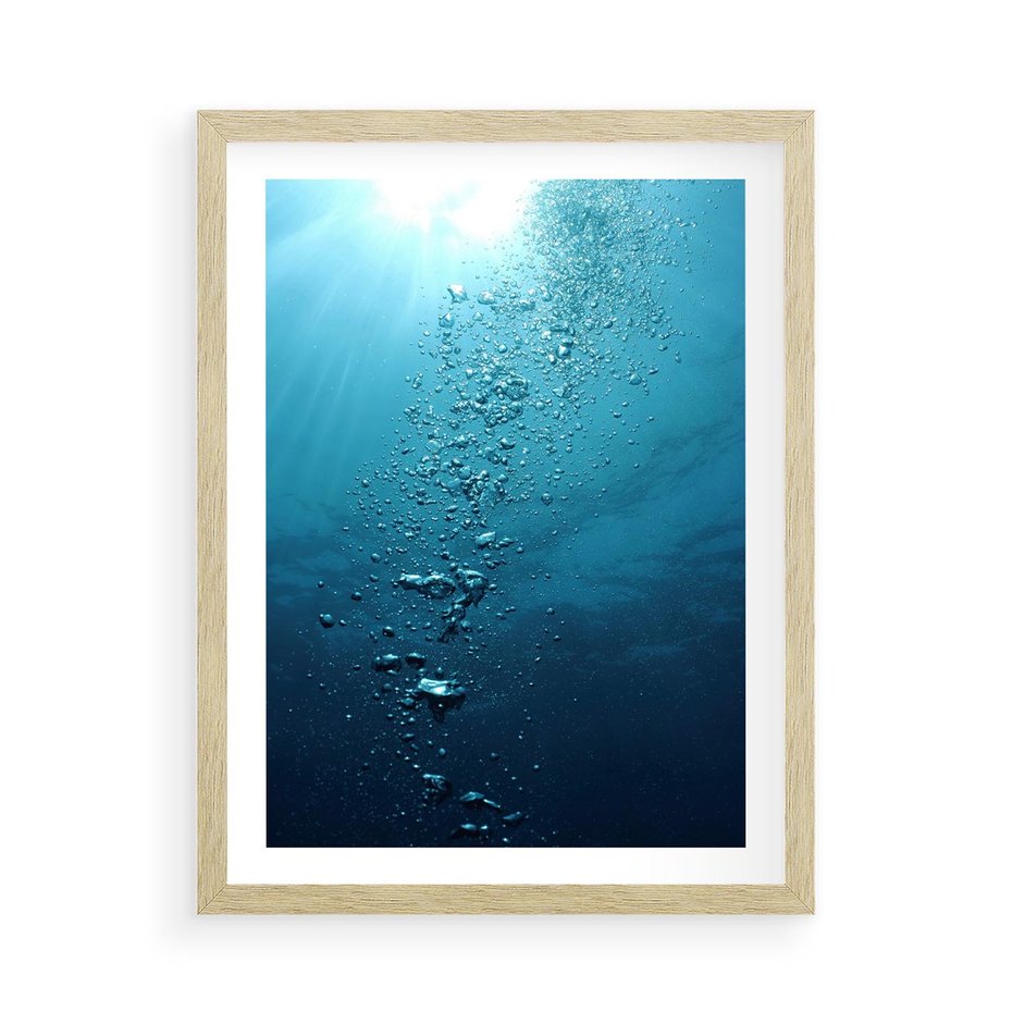 Plakat w ramie 50x70 - Gra Bąbelków - woda, bąbelki - rama drewno