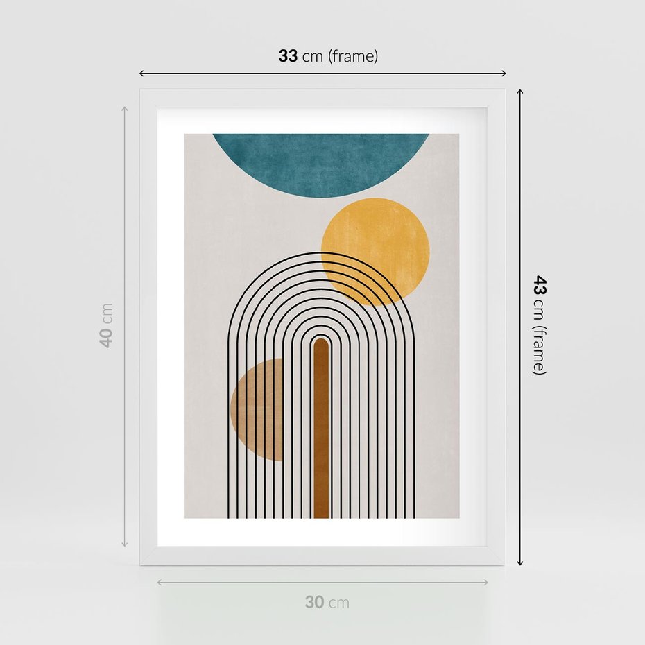 Plakat w ramie 30x40 - Wewnętrzne Labirynty Form - styl mid century, nowoczesna sztuka - rama biała