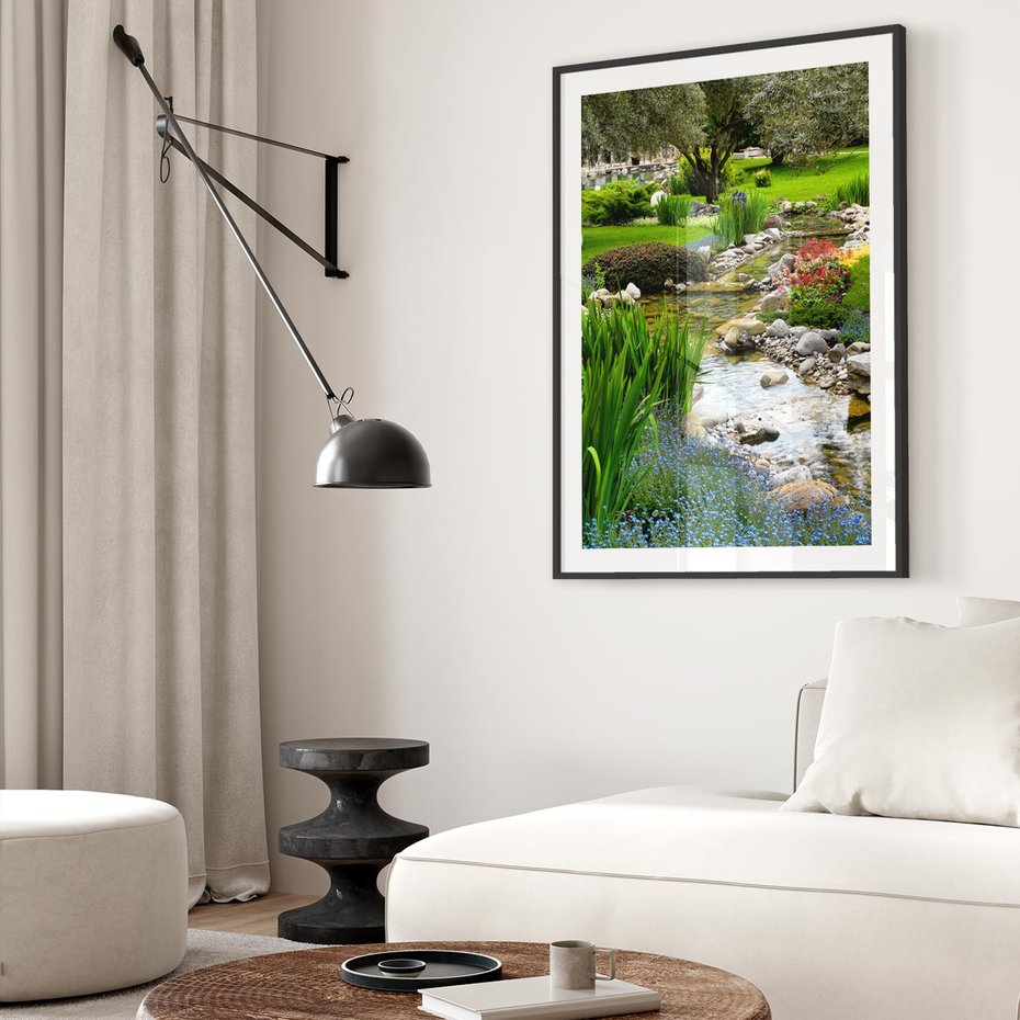Plakat bez ramy 21x30 - Ogródowy Strumyk - strumyk, ogród