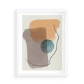 Plakat w ramie 50x70 - Rozkwitająca Akwarelowa Inspiracja - geometryczne elementy, stonowane ziemiste kolory - rama biała