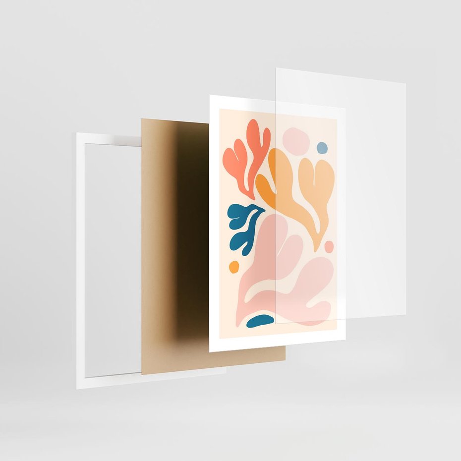 Plakat w ramie 50x70 - Granice Inspiracji - abstrakcyjne dziwne formy, nowoczesny plakat - rama biała