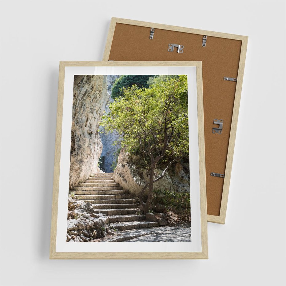 Plakat w ramie 50x70 - Krok po kroku do celu - schody, perspektywa - rama drewno