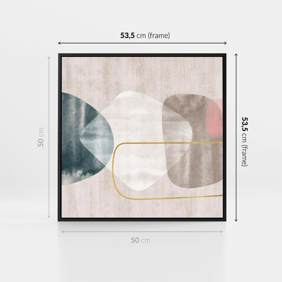 Obraz w ramie 50x50 - Minimalistyczne Plamy Farby - pastelowe geometryczne plamy, akwarela - rama czarna