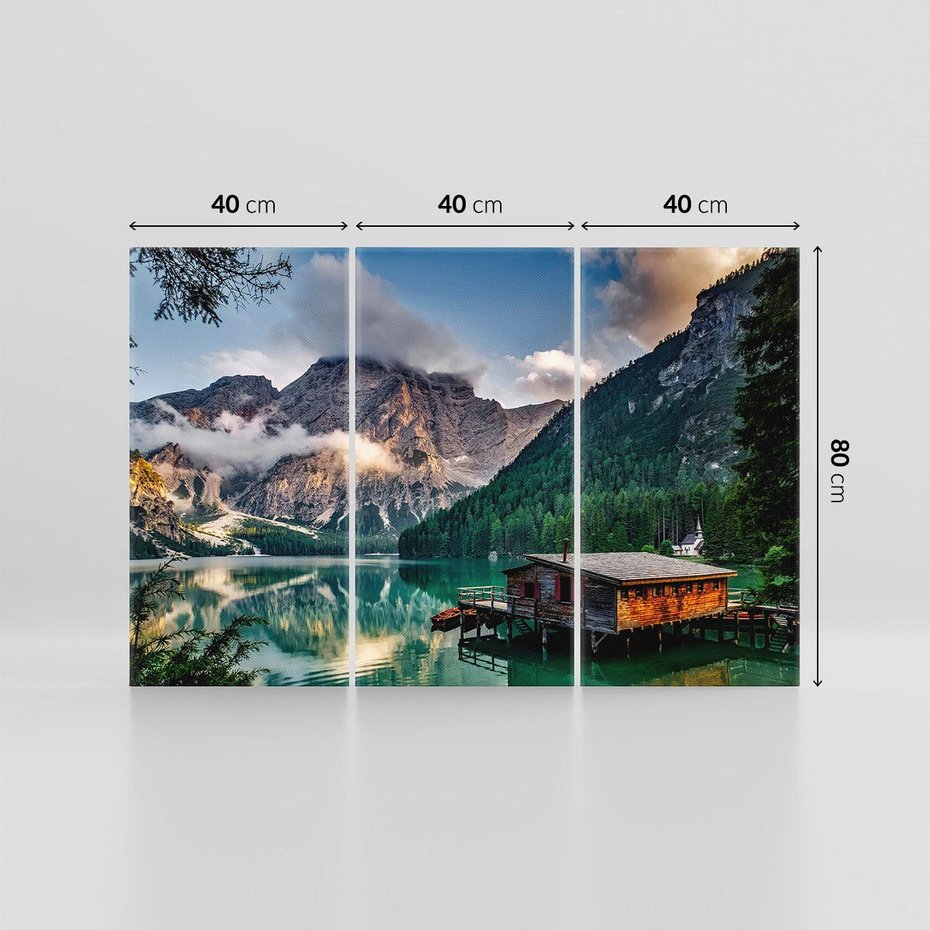 Obraz na płótnie 120x80 - Górska idylla: Domek nad strumykiem - góry, domek