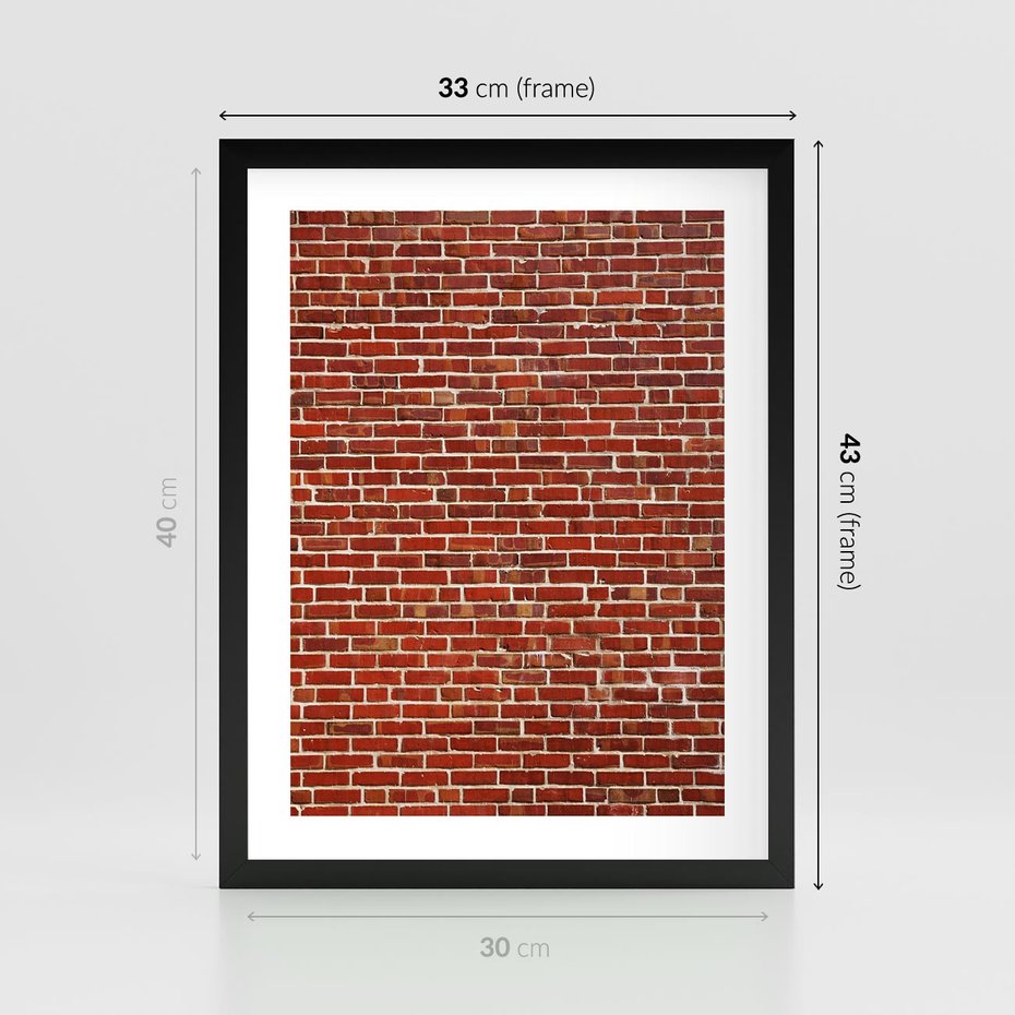 Plakat w ramie 30x40 - Mur z Cegieł - cegły, mur - rama czarna