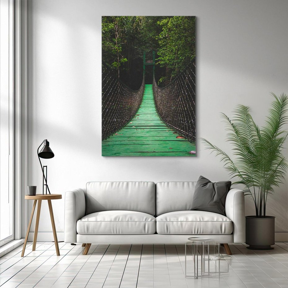 Obraz na płótnie 50x70 - Most linowy w lesie - most, linowy